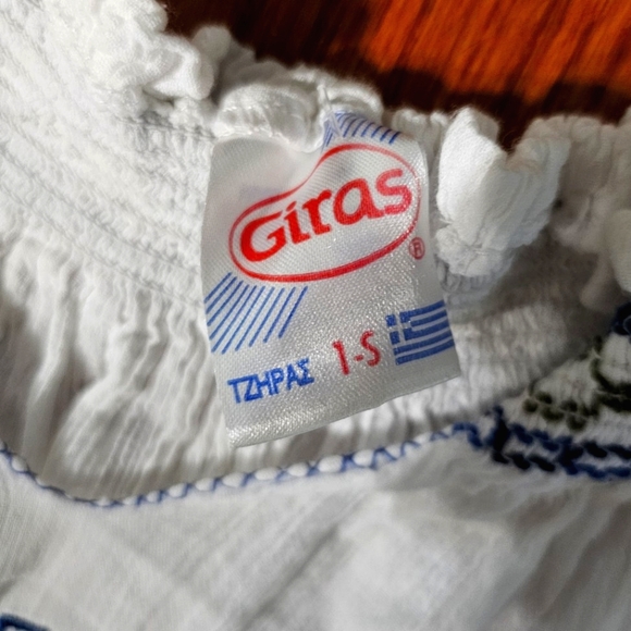 Grecian White Patterned Blouse Size S - Picture 5 of 5